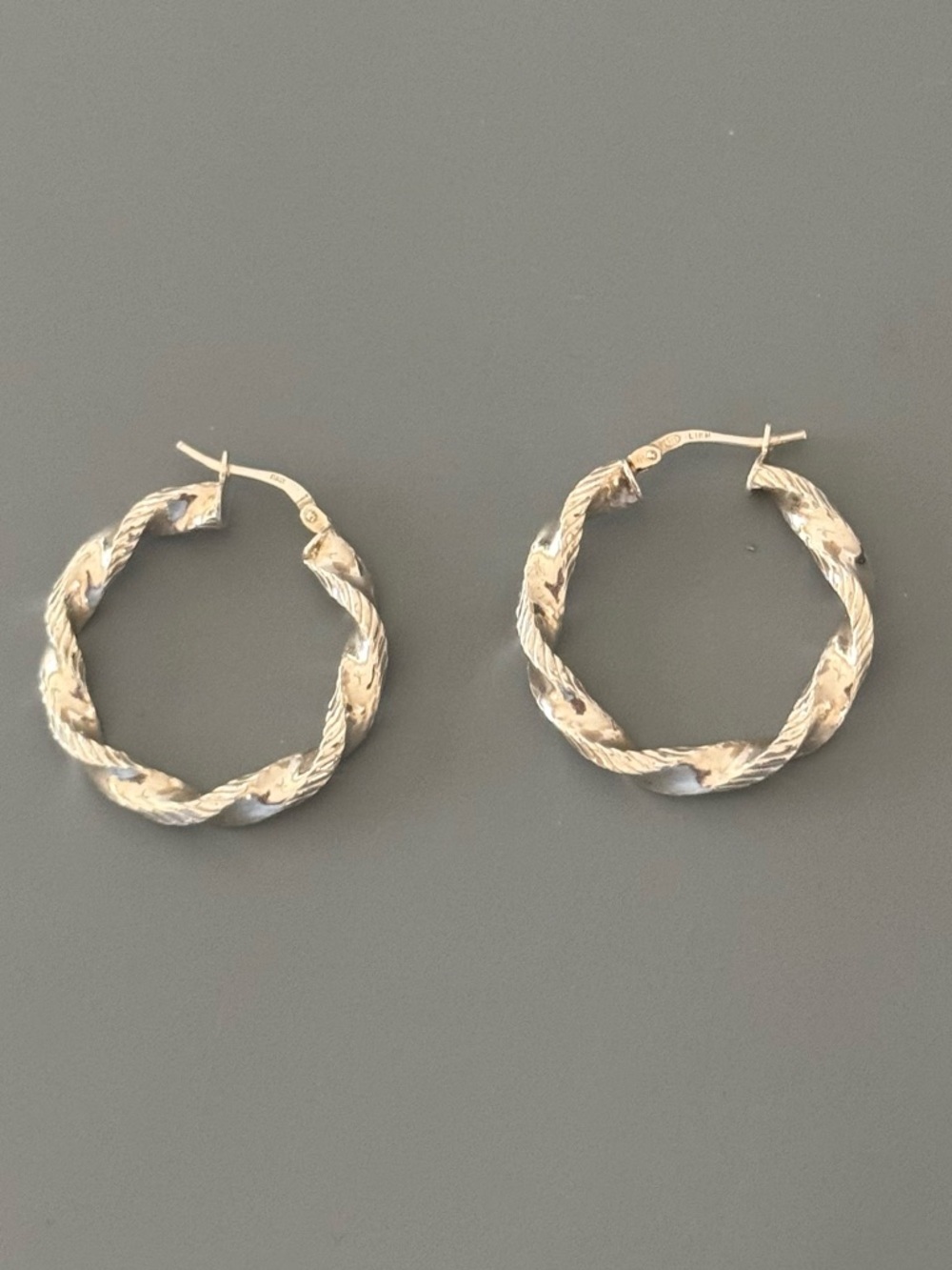 Sterling Silver Earrings Twisted Rope Design Polished Finish